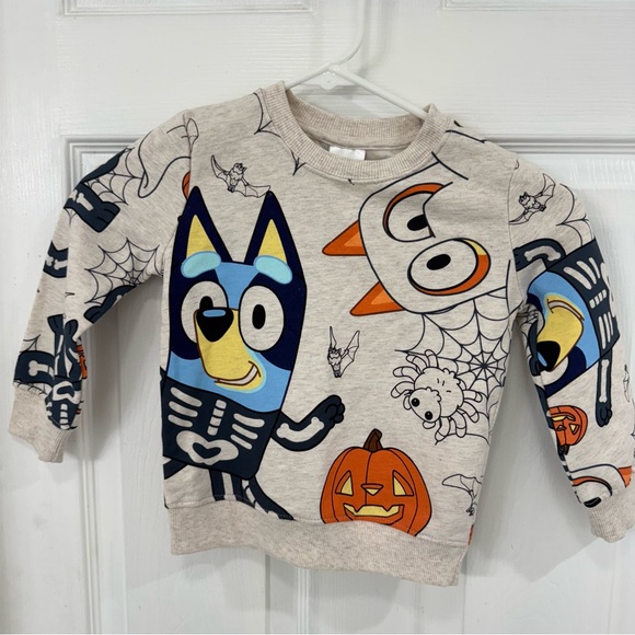 Bluey Other - Bluey Cartoon 3T Halloween Pumpkin Skeleton Ghost Kids Crewneck
